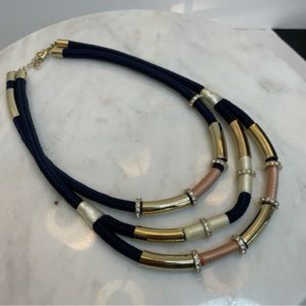 Ann Taylor Statement Multi Strand Braided Gold To… - image 7